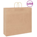 vidaXL Torby papierowe 250 szt. z uchwytami Brązowe 54x15x49 cm