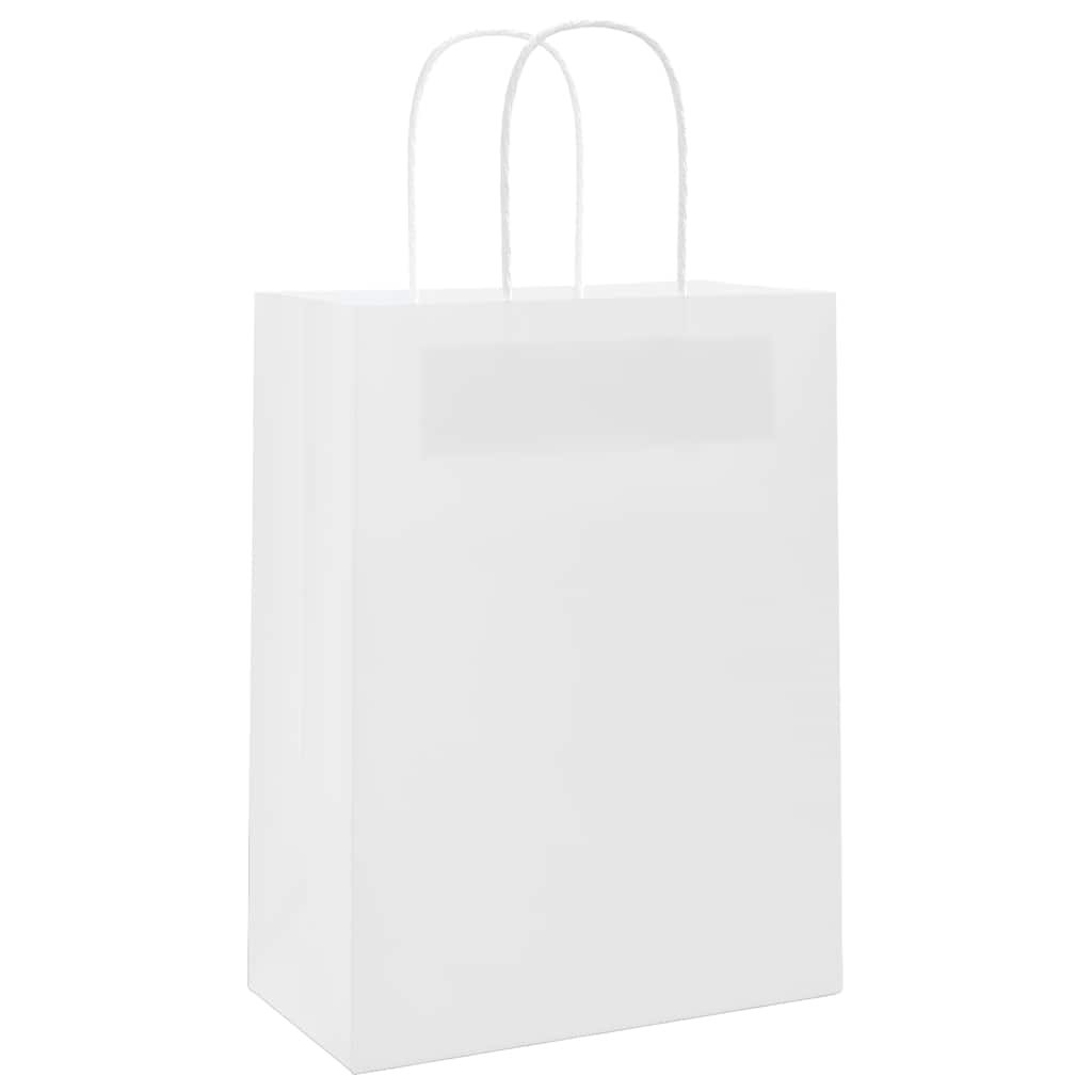 vidaXL Torby papierowe 50 szt. z uchwytami białe 21x11x28 cm