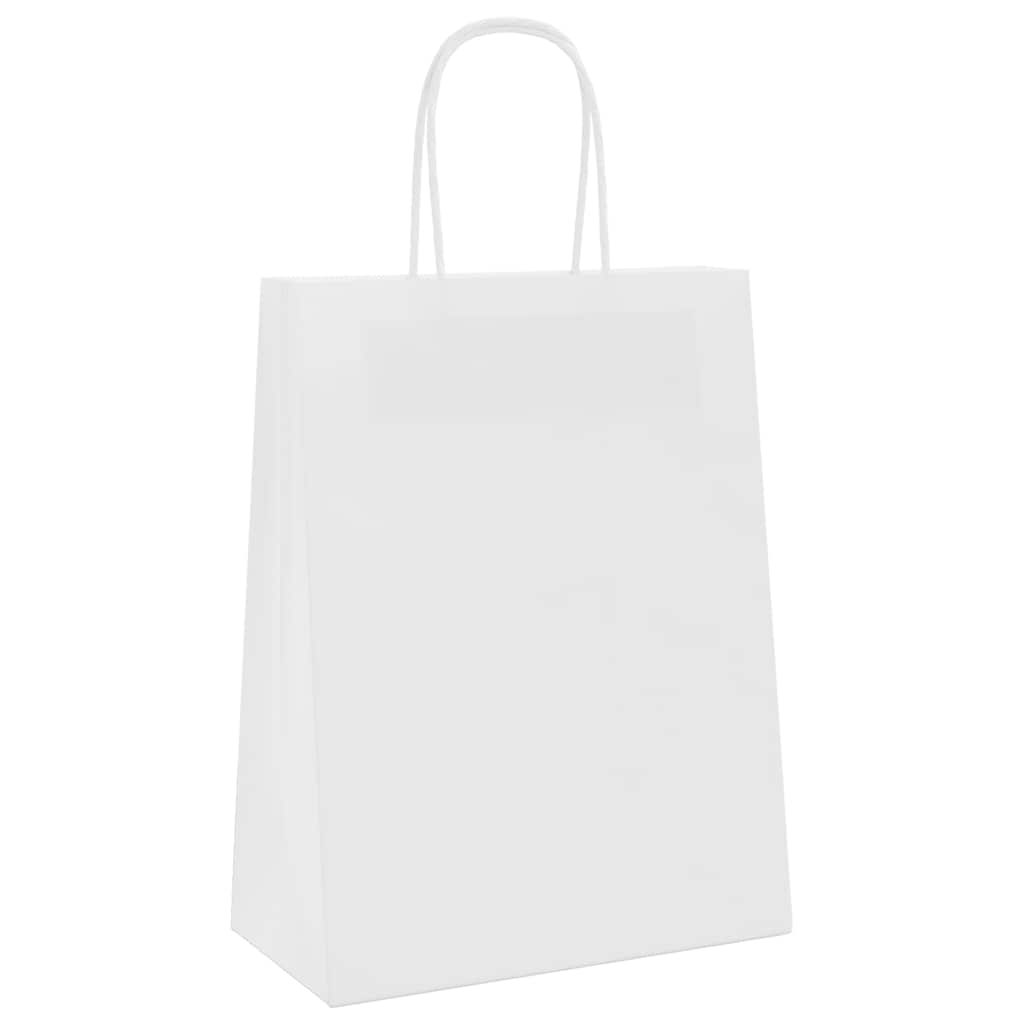 vidaXL Torby papierowe 50 szt. z uchwytami białe 21x11x28 cm