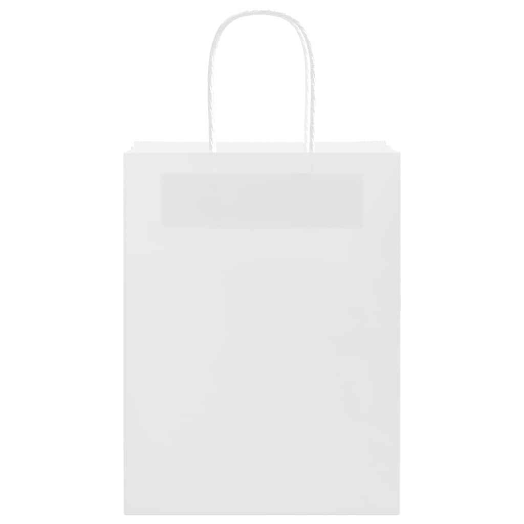 vidaXL Torby papierowe 50 szt. z uchwytami białe 21x11x28 cm