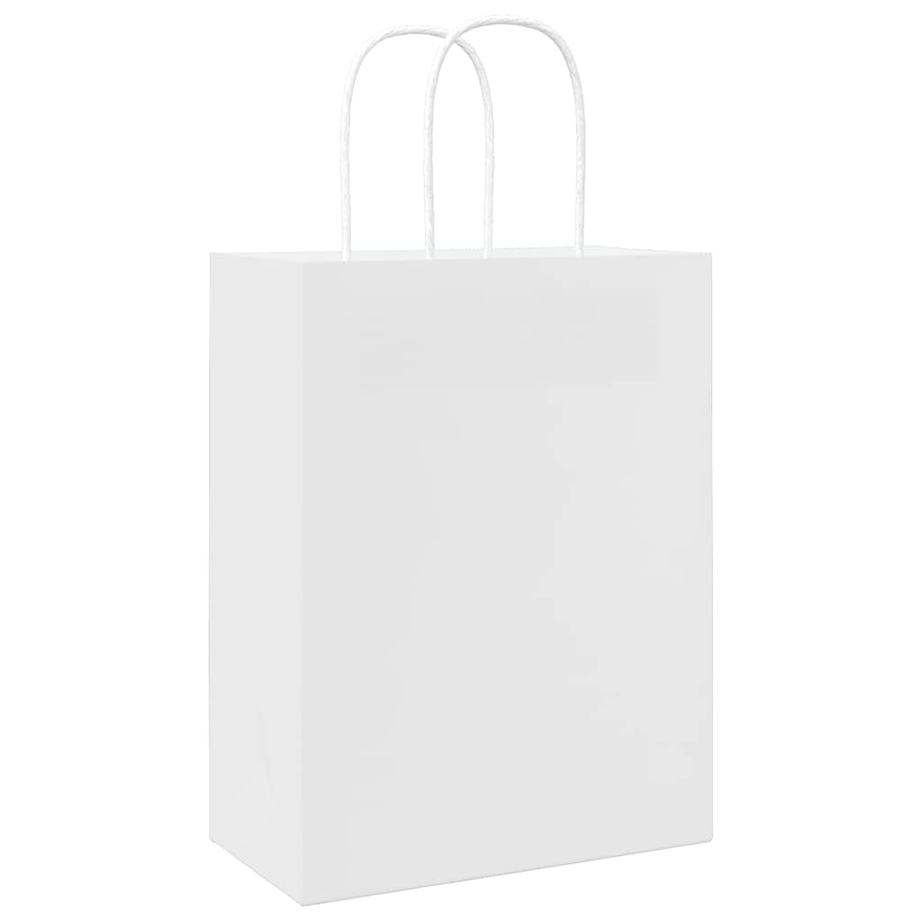 vidaXL Torby papierowe 50 szt. z uchwytami białe 21x11x28 cm