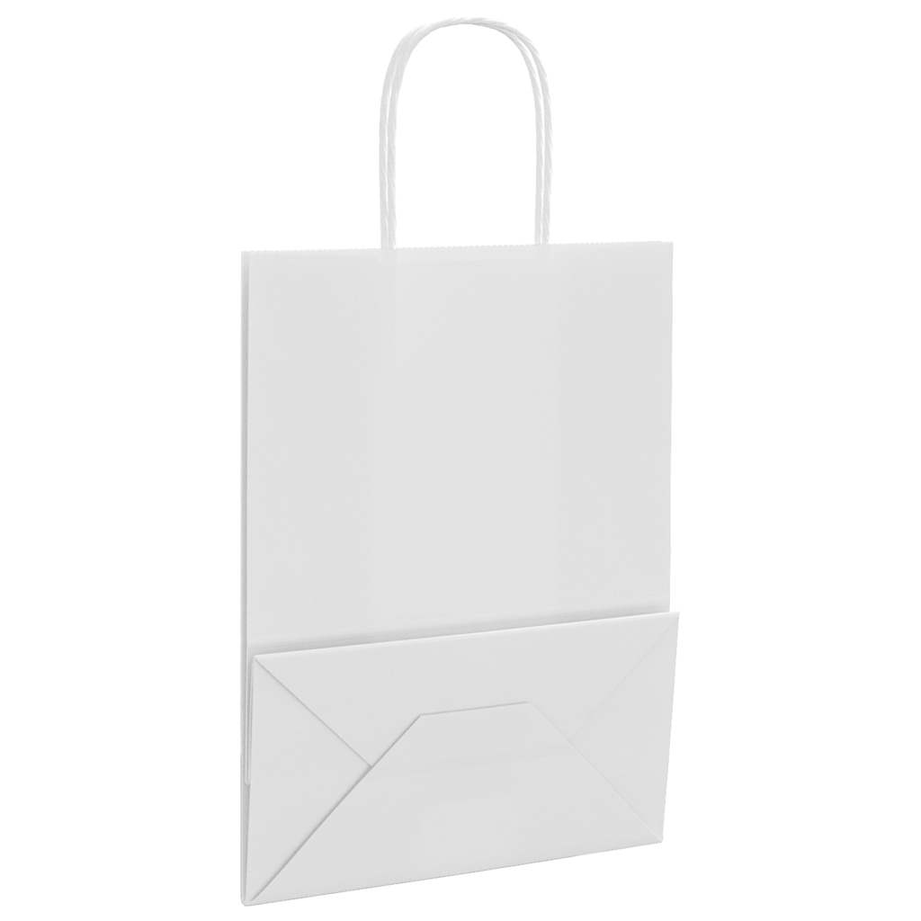 vidaXL Torby papierowe 50 szt. z uchwytami białe 21x11x28 cm