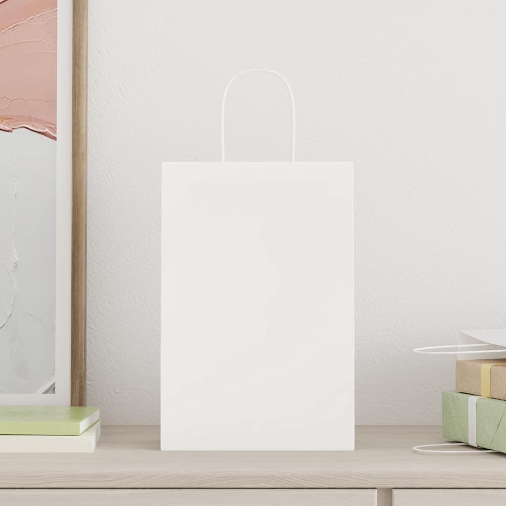 vidaXL Torby papierowe 50 szt. z uchwytami białe 21x11x31 cm