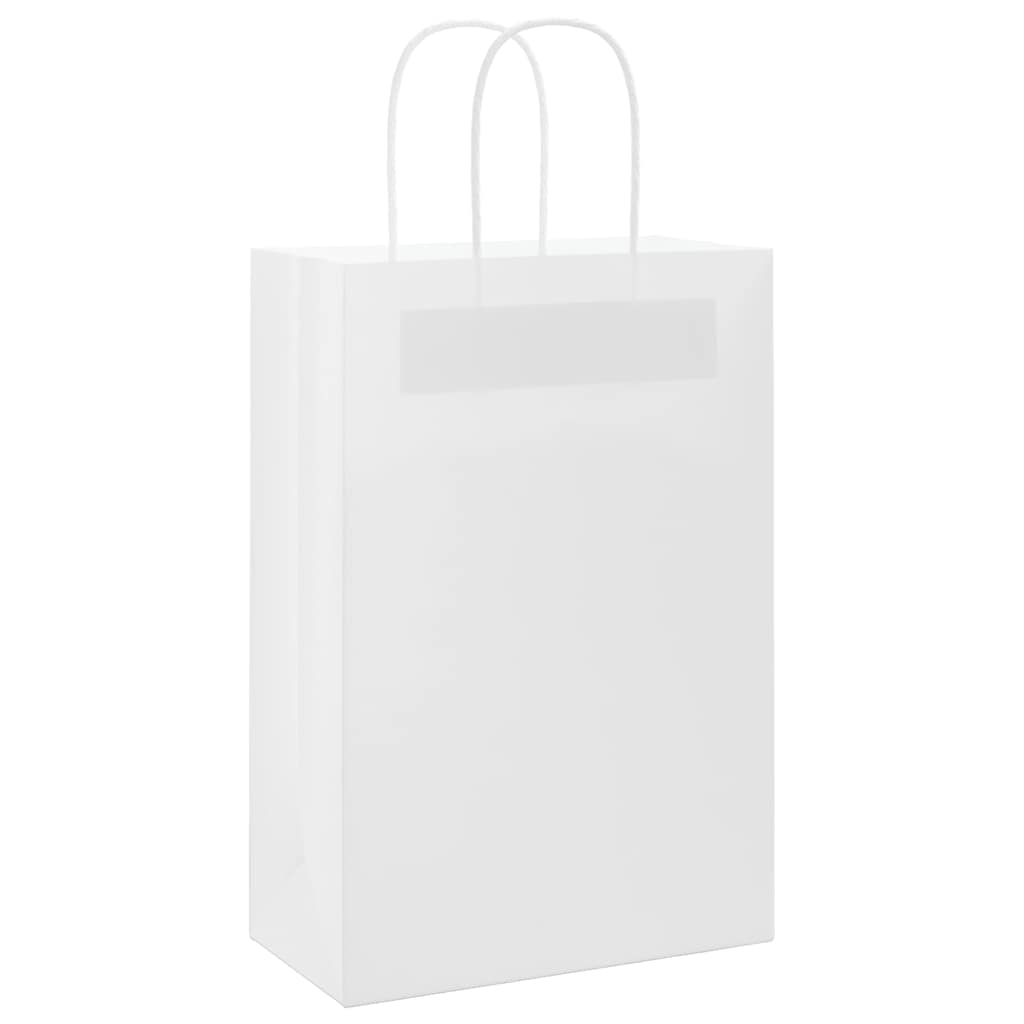vidaXL Torby papierowe 50 szt. z uchwytami białe 21x11x31 cm