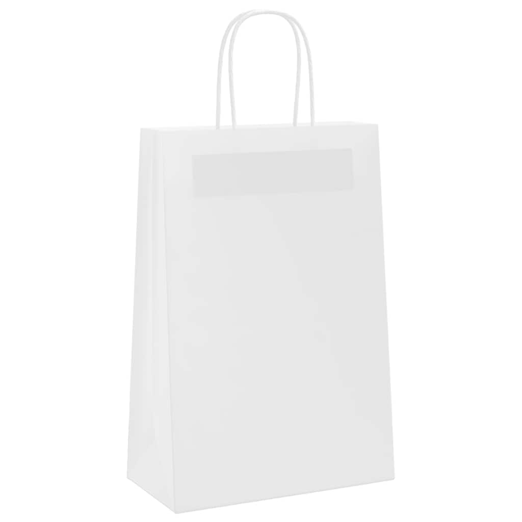 vidaXL Torby papierowe 50 szt. z uchwytami białe 21x11x31 cm