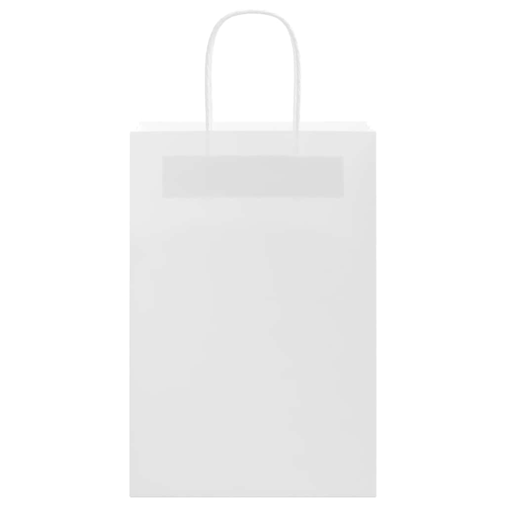 vidaXL Torby papierowe 50 szt. z uchwytami białe 21x11x31 cm