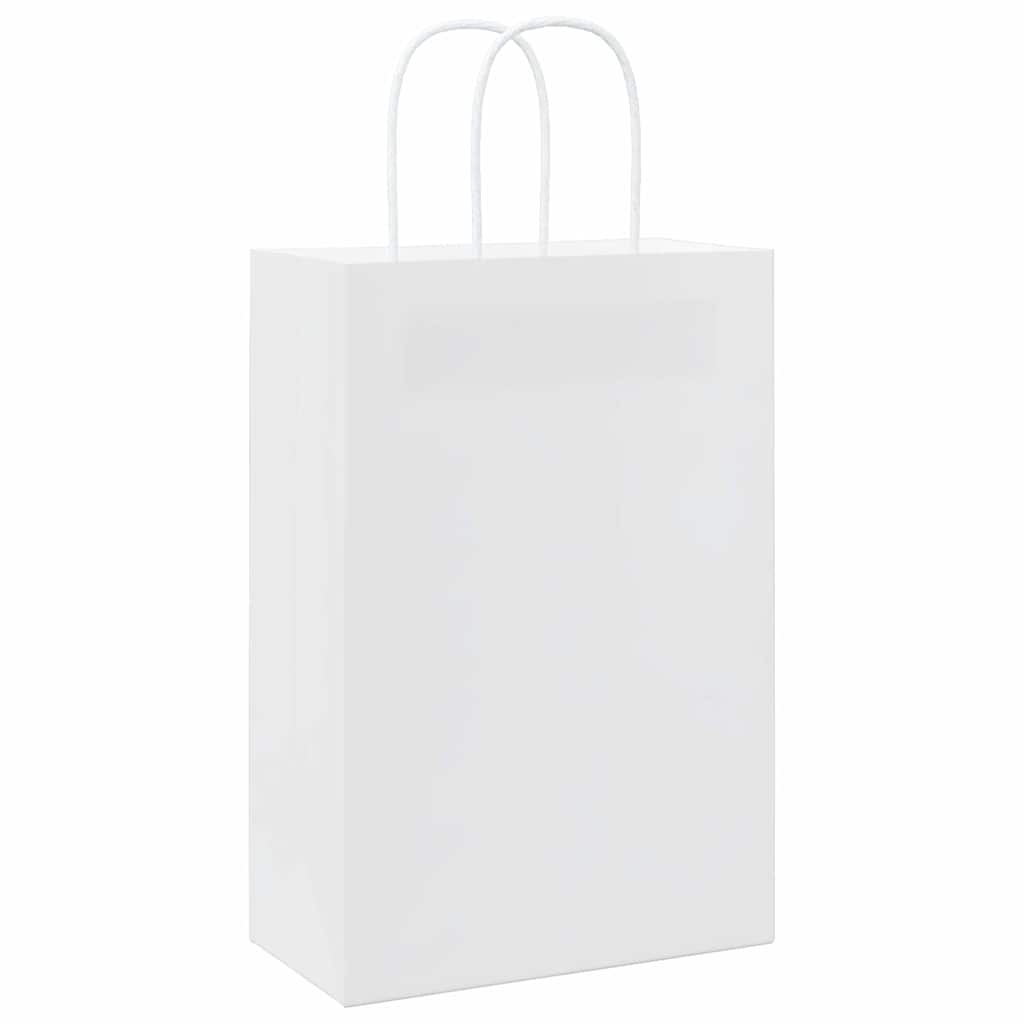 vidaXL Torby papierowe 50 szt. z uchwytami białe 21x11x31 cm