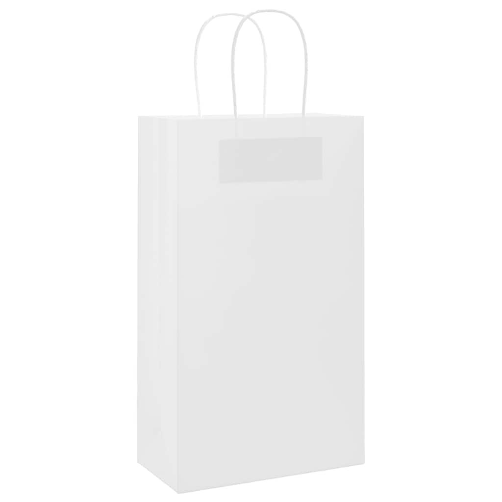 vidaXL Torby papierowe 50 szt. z uchwytami białe 21x11x36 cm