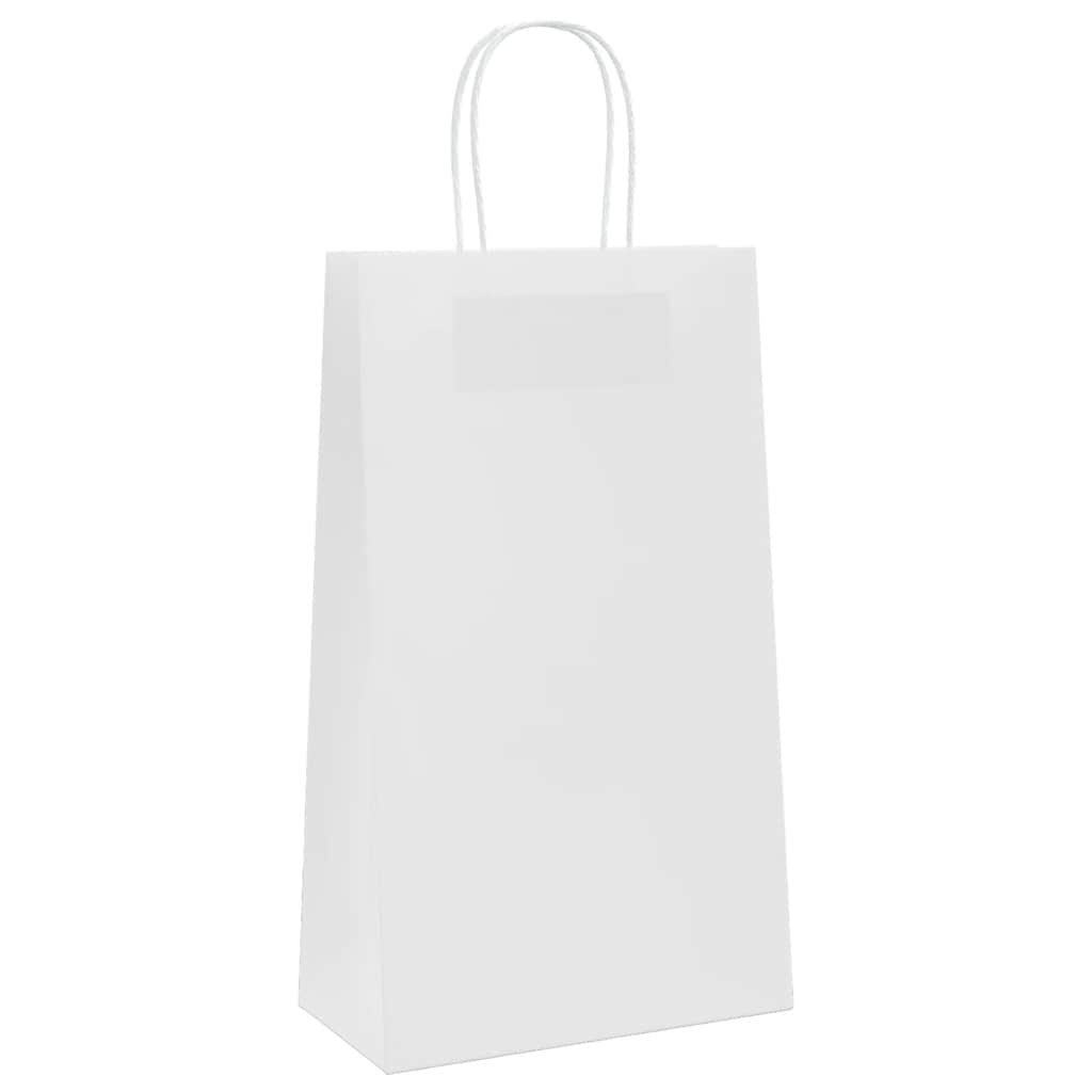 vidaXL Torby papierowe 50 szt. z uchwytami białe 21x11x36 cm