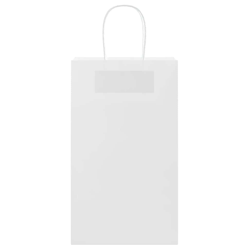 vidaXL Torby papierowe 50 szt. z uchwytami białe 21x11x36 cm