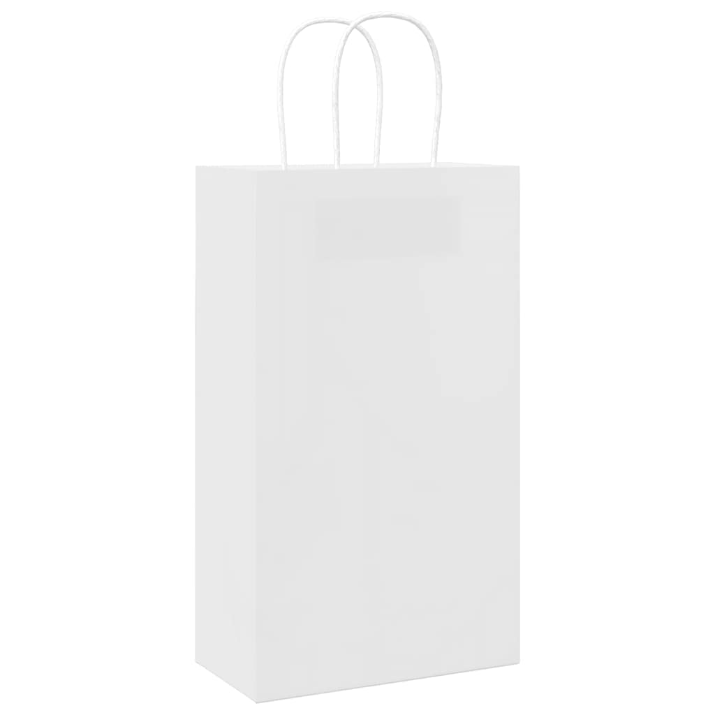 vidaXL Torby papierowe 50 szt. z uchwytami białe 21x11x36 cm