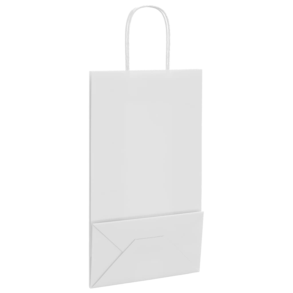 vidaXL Torby papierowe 50 szt. z uchwytami białe 21x11x36 cm