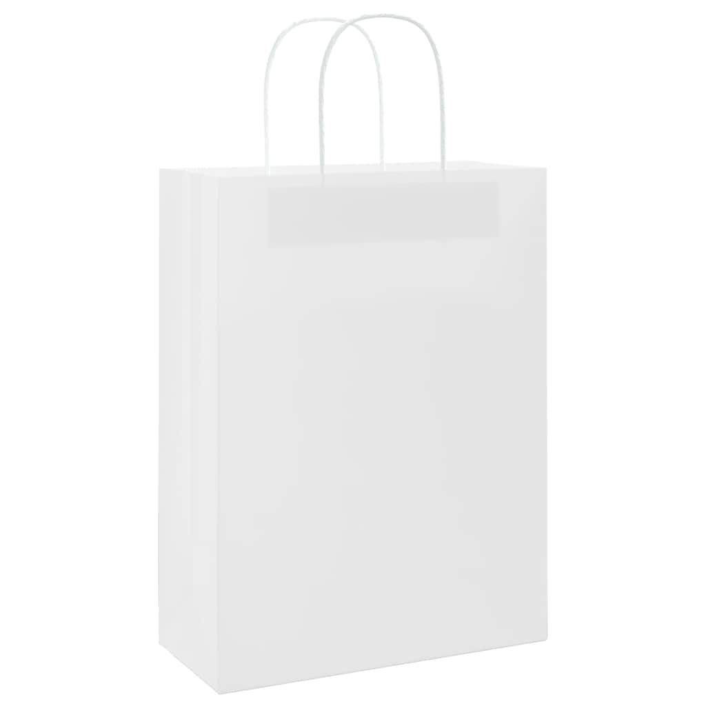 vidaXL Torby papierowe 50 szt. z uchwytami białe 26x12x35 cm