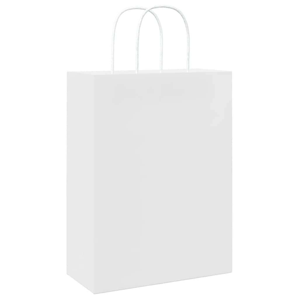 vidaXL Torby papierowe 50 szt. z uchwytami białe 26x12x35 cm