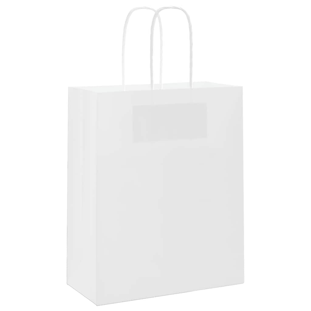 vidaXL Torby papierowe 250 szt. z uchwytami białe 18x8x22 cm