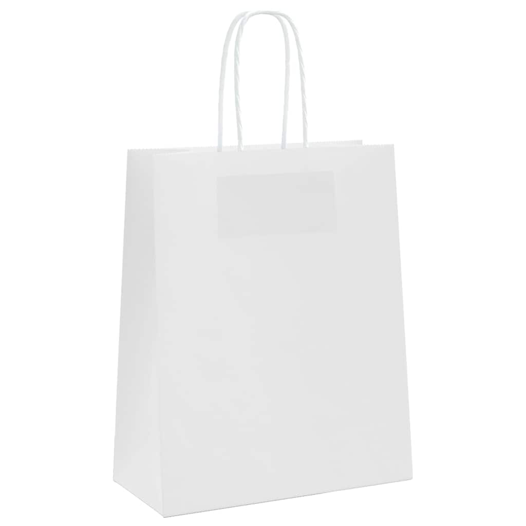 vidaXL Torby papierowe 250 szt. z uchwytami białe 18x8x22 cm