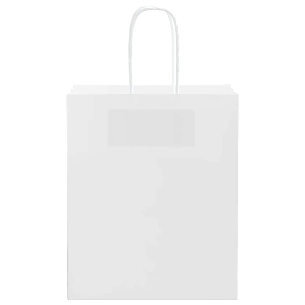 vidaXL Torby papierowe 250 szt. z uchwytami białe 18x8x22 cm