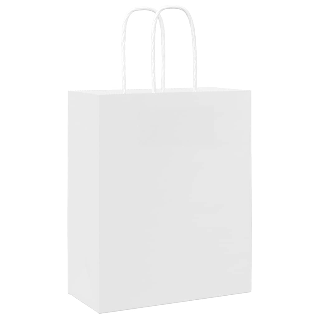 vidaXL Torby papierowe 250 szt. z uchwytami białe 18x8x22 cm