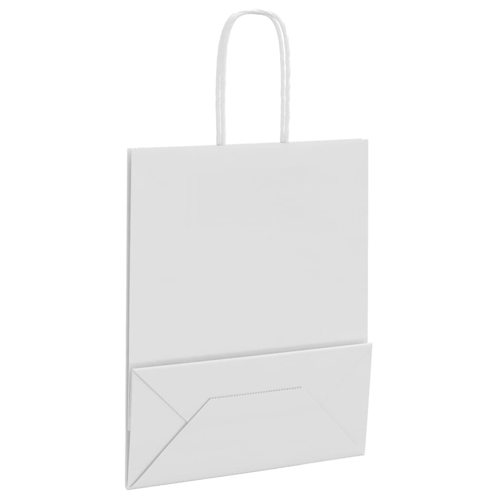 vidaXL Torby papierowe 250 szt. z uchwytami białe 18x8x22 cm