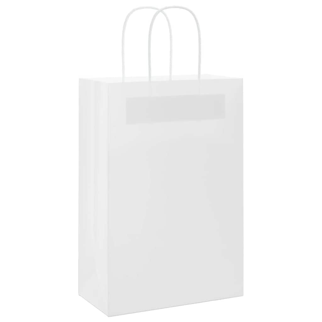 vidaXL Torby papierowe 250 szt. z uchwytami białe 21x11x31 cm
