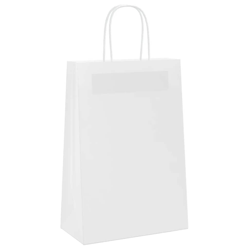 vidaXL Torby papierowe 250 szt. z uchwytami białe 21x11x31 cm