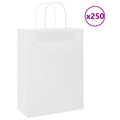 vidaXL Torby papierowe 250 szt. z uchwytami białe 26x12x35 cm
