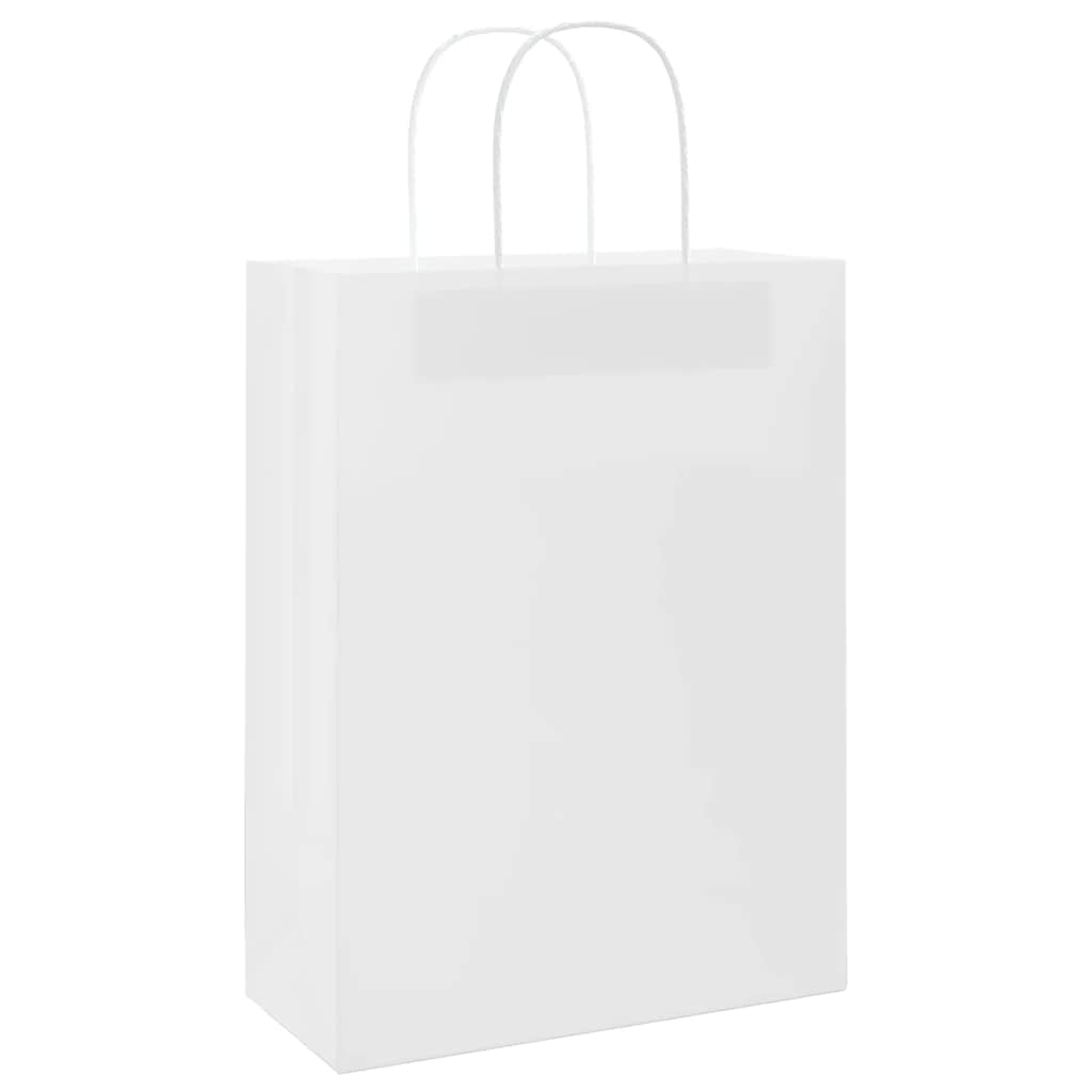 vidaXL Torby papierowe 250 szt. z uchwytami białe 26x12x35 cm