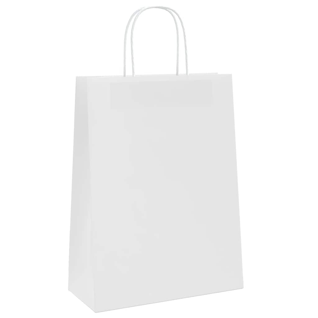 vidaXL Torby papierowe 250 szt. z uchwytami białe 26x12x35 cm