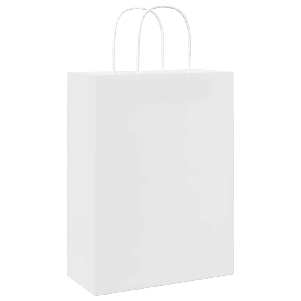 vidaXL Torby papierowe 250 szt. z uchwytami białe 26x12x35 cm