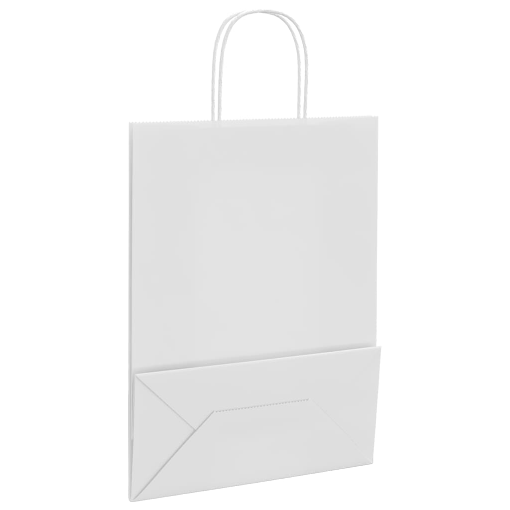 vidaXL Torby papierowe 250 szt. z uchwytami białe 26x12x35 cm
