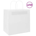 vidaXL Torby papierowe 250 szt. z uchwytami białe 26x17x25 cm