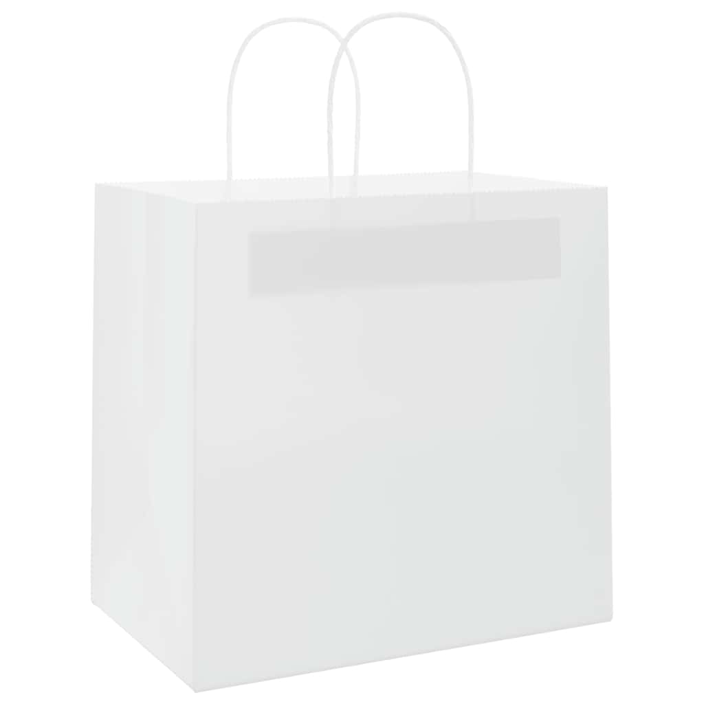 vidaXL Torby papierowe 250 szt. z uchwytami białe 26x17x25 cm