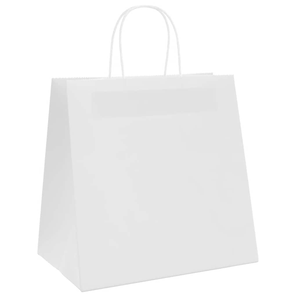 vidaXL Torby papierowe 250 szt. z uchwytami białe 26x17x25 cm