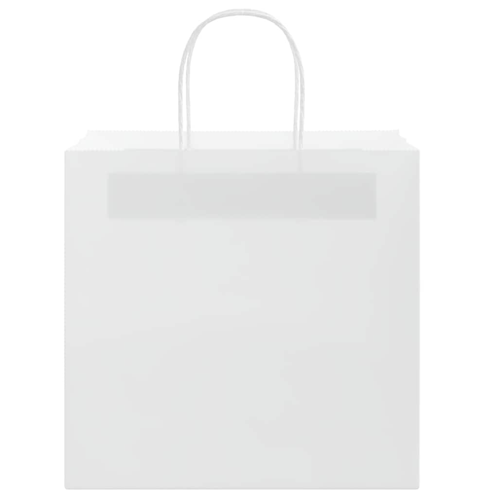vidaXL Torby papierowe 250 szt. z uchwytami białe 26x17x25 cm