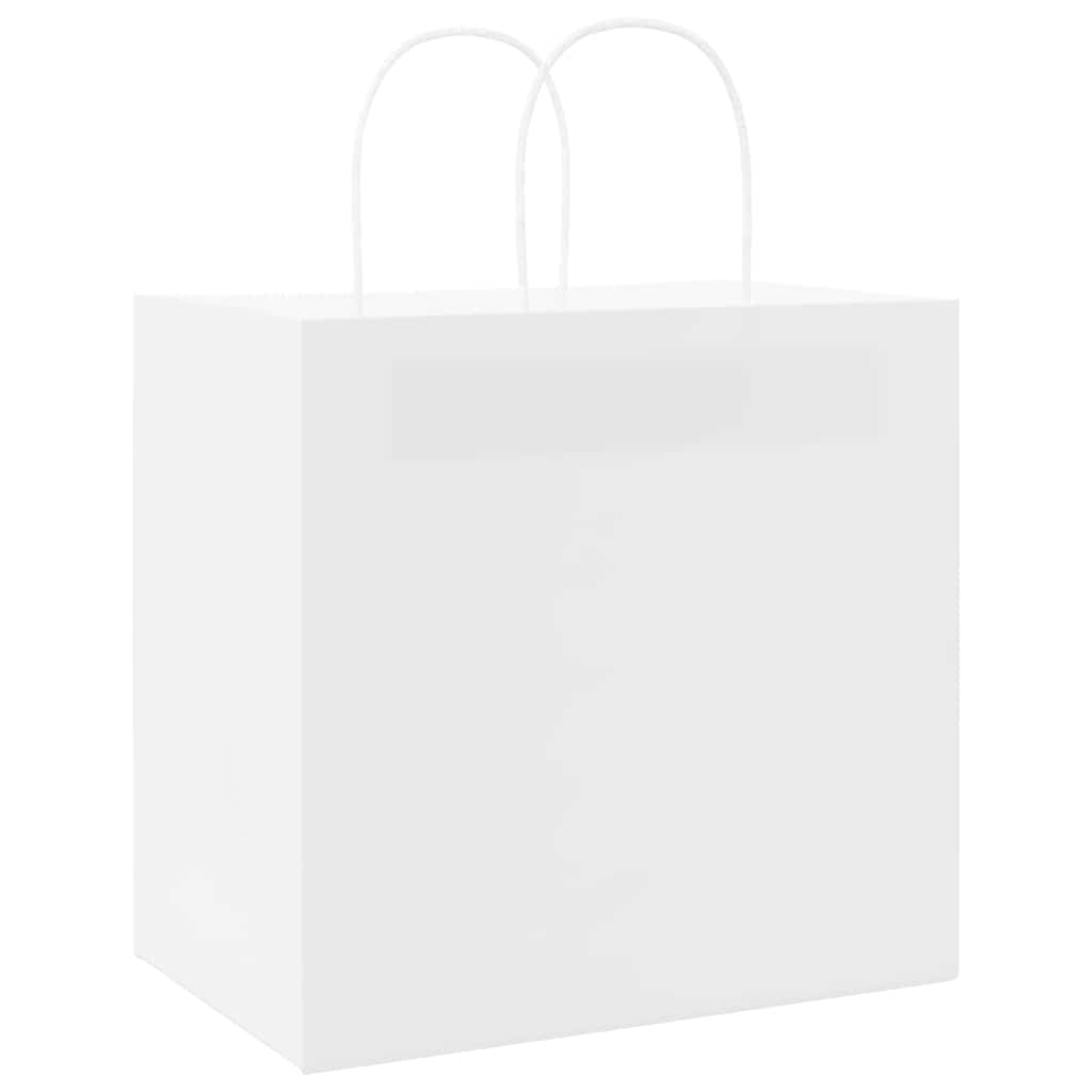 vidaXL Torby papierowe 250 szt. z uchwytami białe 26x17x25 cm