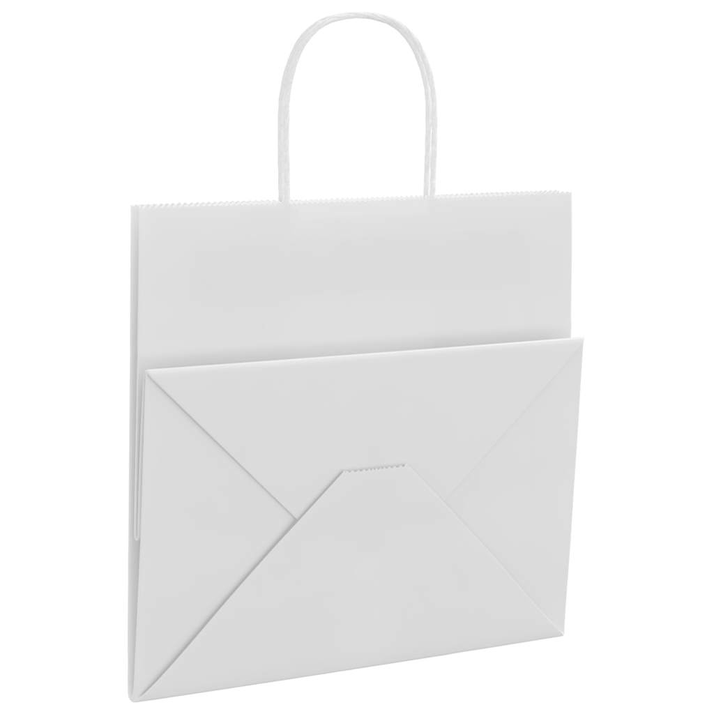 vidaXL Torby papierowe 250 szt. z uchwytami białe 26x17x25 cm