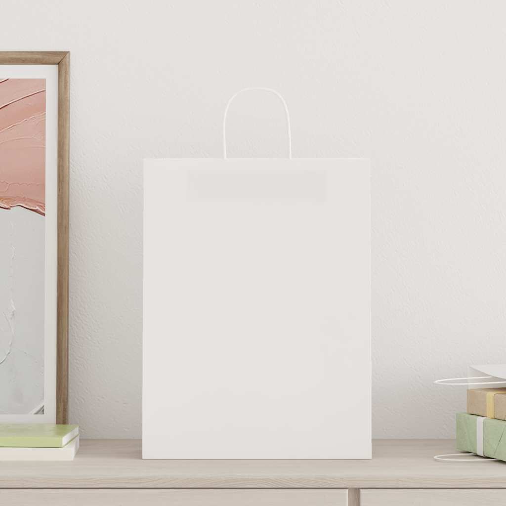 vidaXL Torby papierowe 250 szt. z uchwytami białe 32x12x42 cm