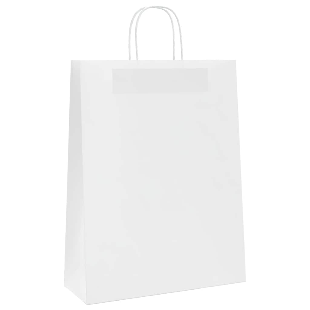 vidaXL Torby papierowe 250 szt. z uchwytami białe 32x12x42 cm