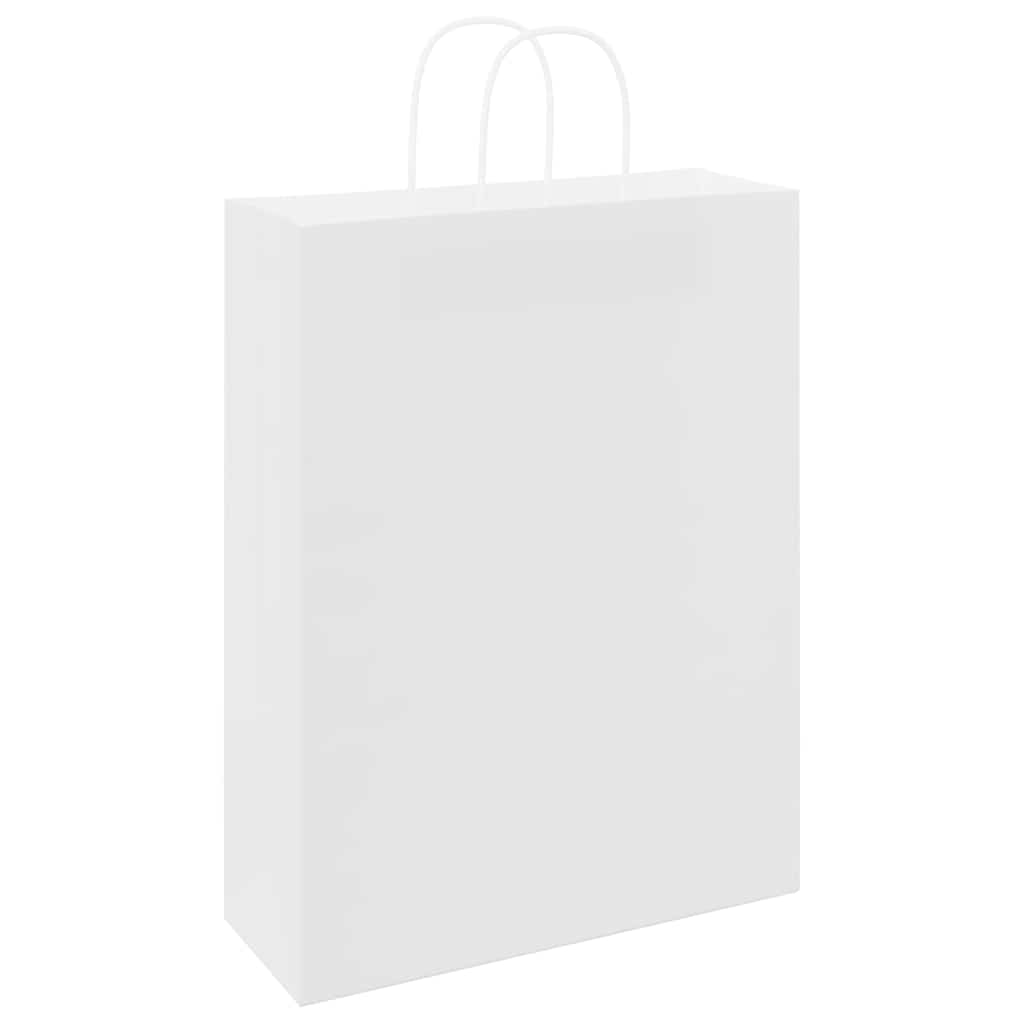 vidaXL Torby papierowe 250 szt. z uchwytami białe 32x12x42 cm