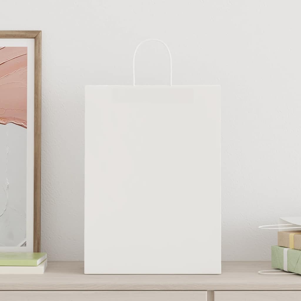 vidaXL Torby papierowe 250 szt. z uchwytami białe 32x17x44 cm