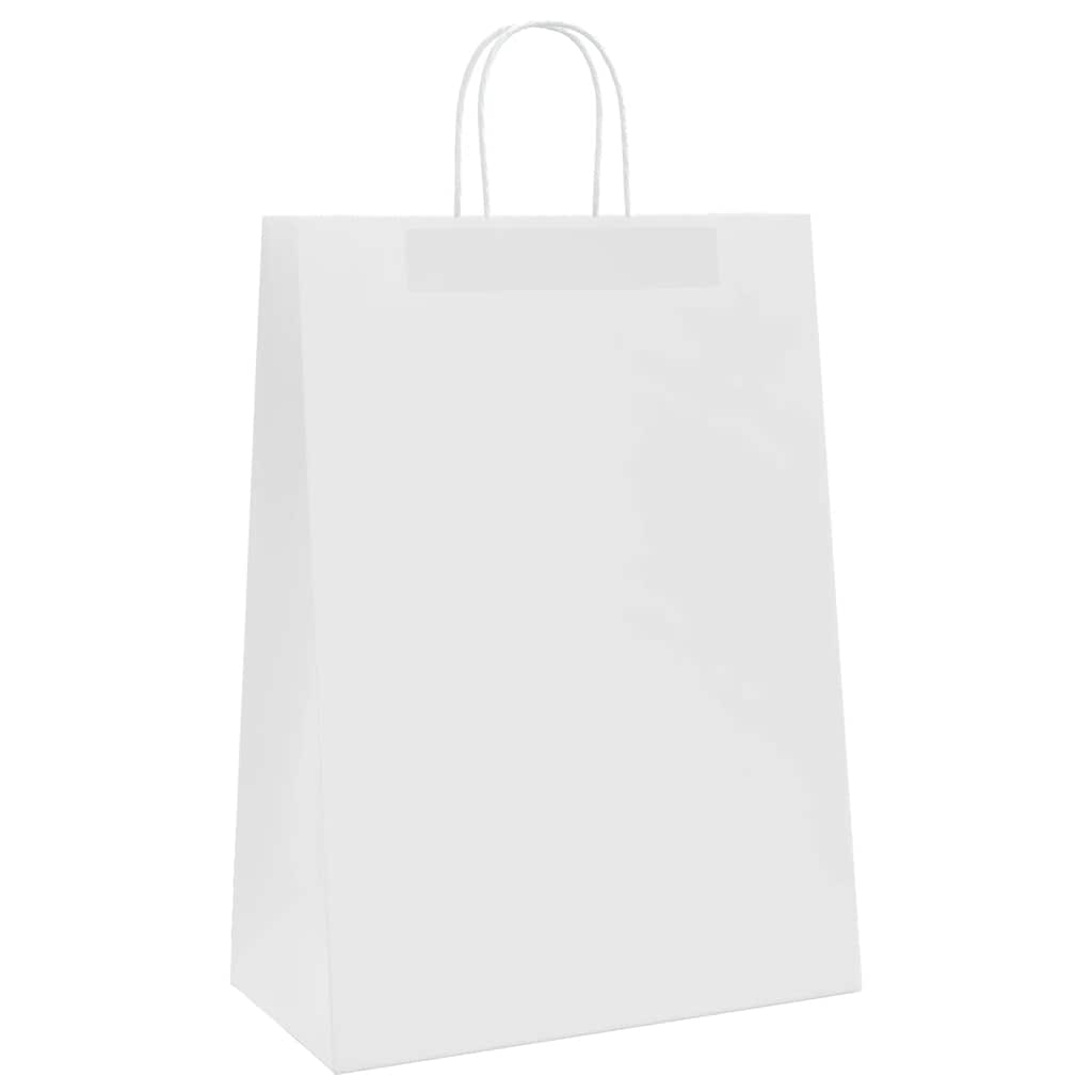 vidaXL Torby papierowe 250 szt. z uchwytami białe 32x17x44 cm