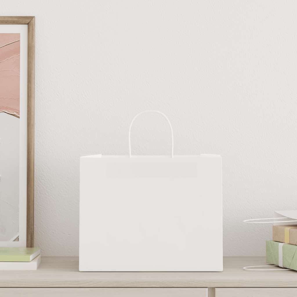 vidaXL Torby papierowe 250 szt. z uchwytami białe 32x22x24 cm