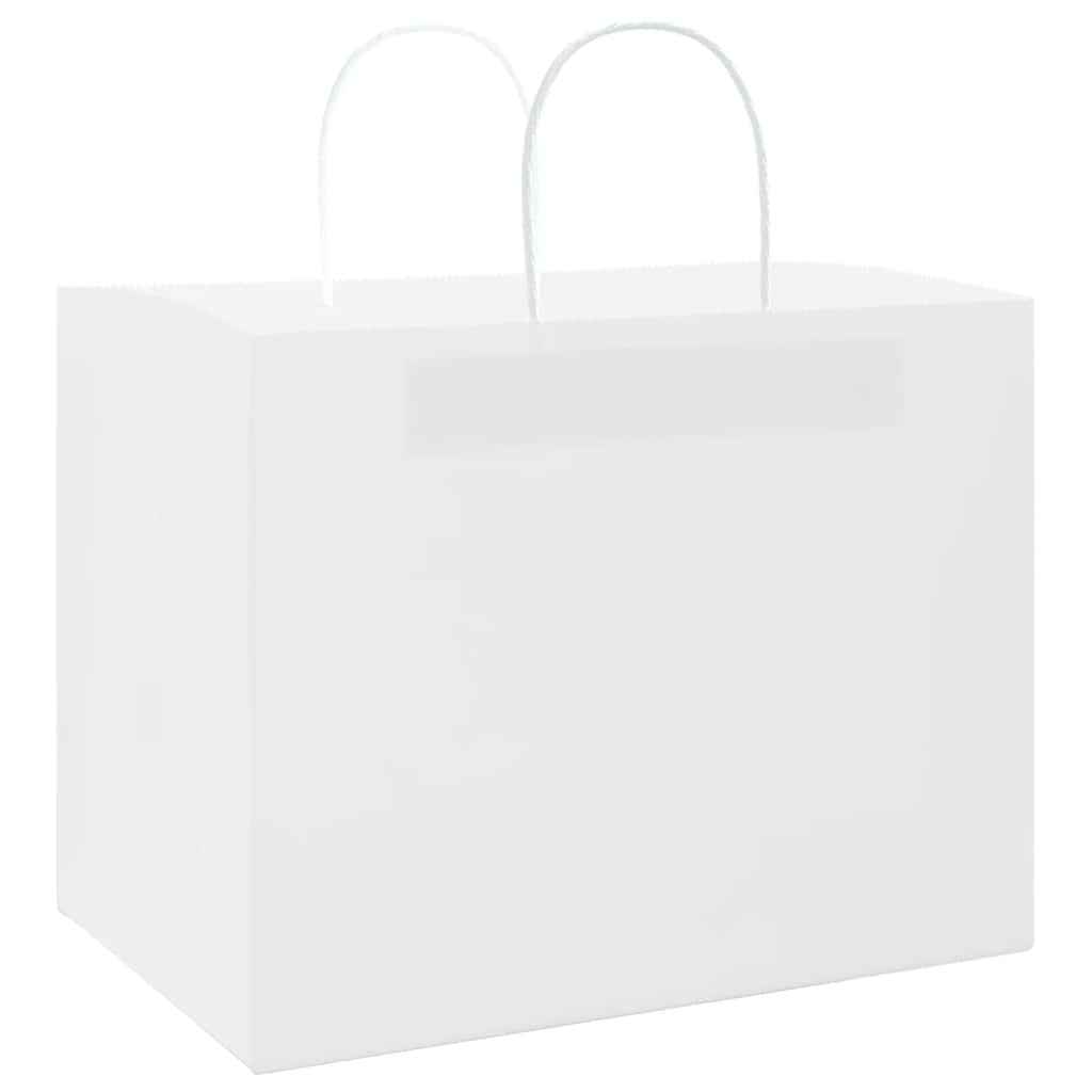 vidaXL Torby papierowe 250 szt. z uchwytami białe 32x22x24 cm