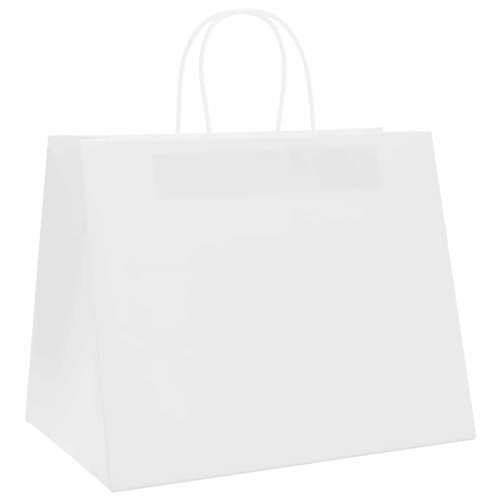 vidaXL Torby papierowe 250 szt. z uchwytami białe 32x22x24 cm