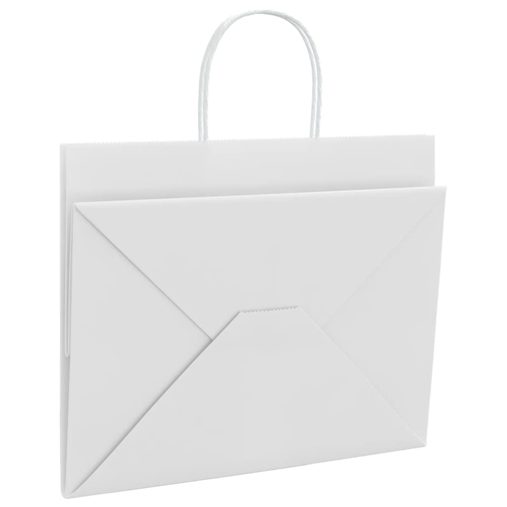 vidaXL Torby papierowe 250 szt. z uchwytami białe 32x22x24 cm