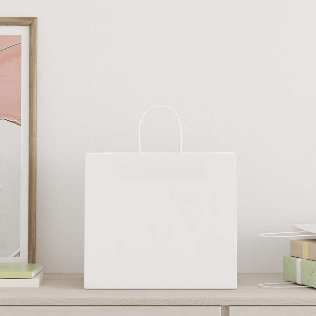 vidaXL Torby papierowe 250 szt. z uchwytami białe 32x22x28 cm
