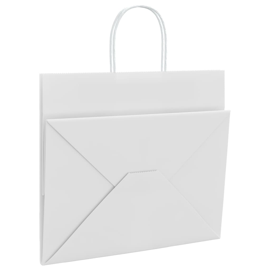 vidaXL Torby papierowe 250 szt. z uchwytami białe 32x22x28 cm