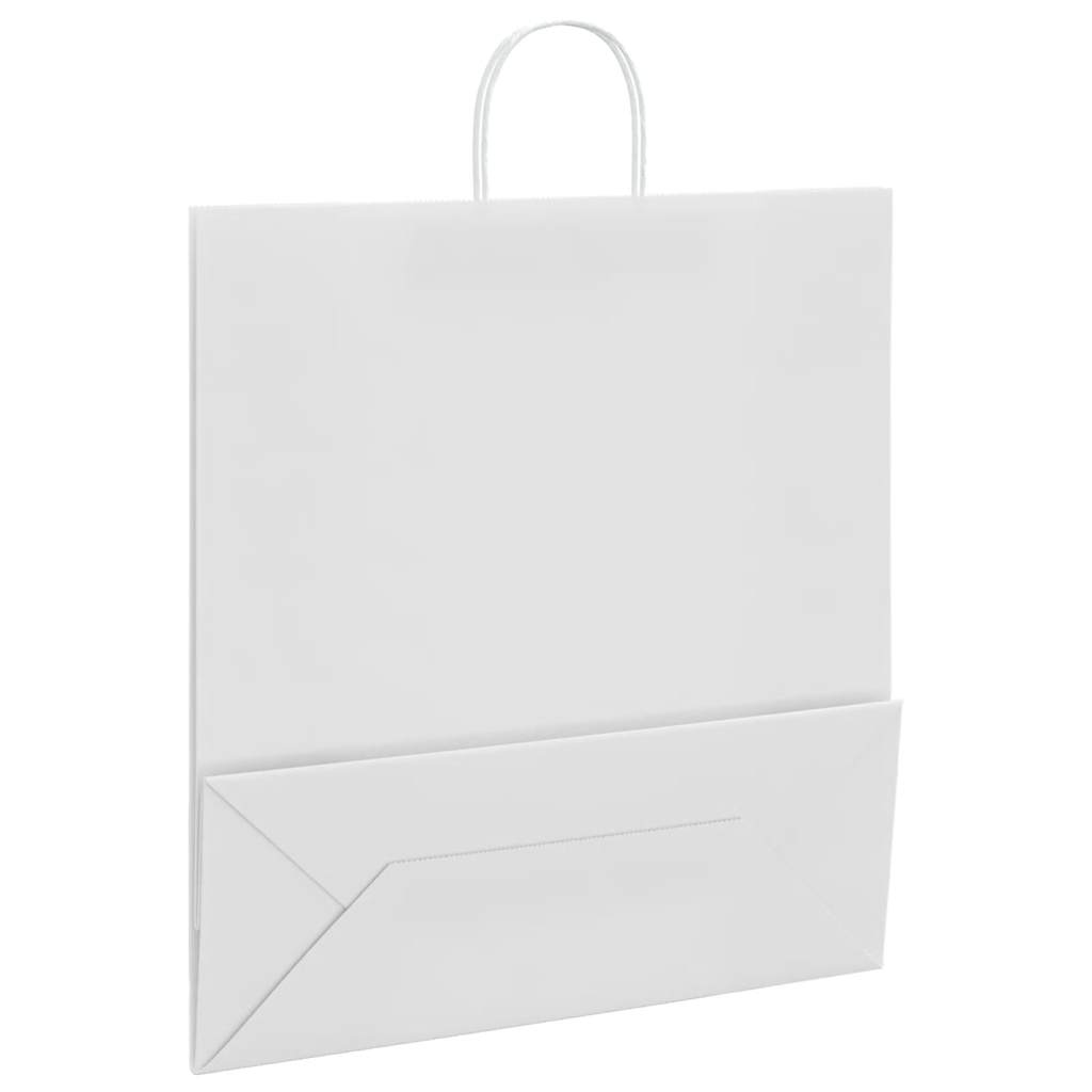 vidaXL Torby papierowe 250 szt. z uchwytami białe 45x17x48 cm