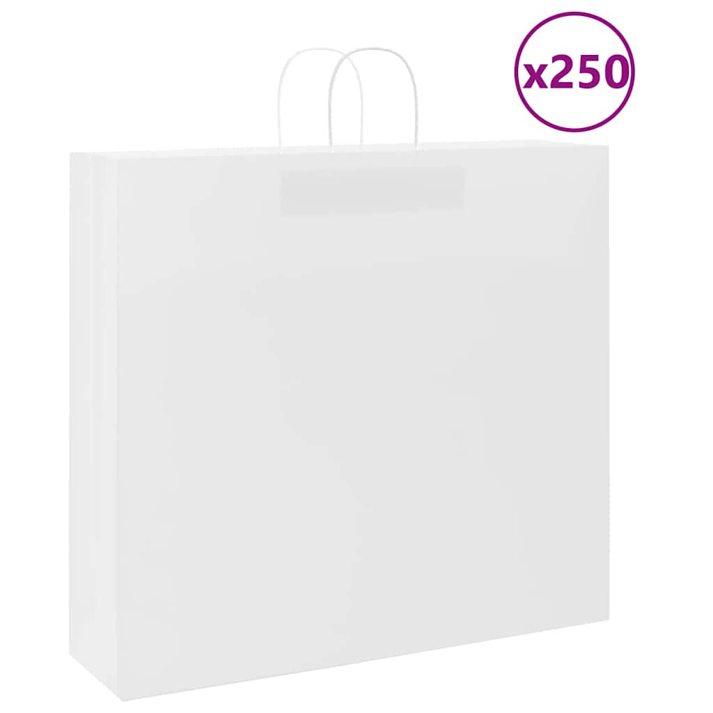 vidaXL Torby papierowe 250 szt. z uchwytami białe 54x15x49 cm