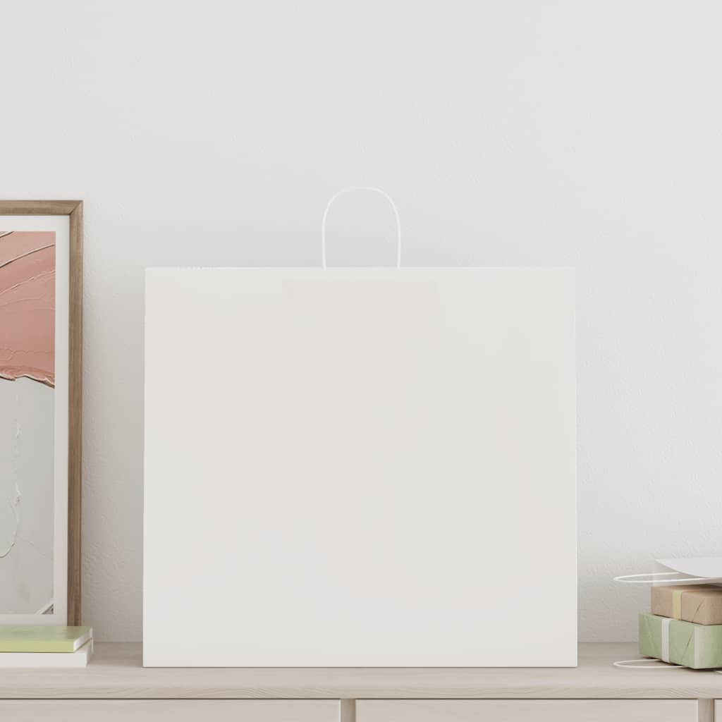 vidaXL Torby papierowe 250 szt. z uchwytami białe 54x15x49 cm